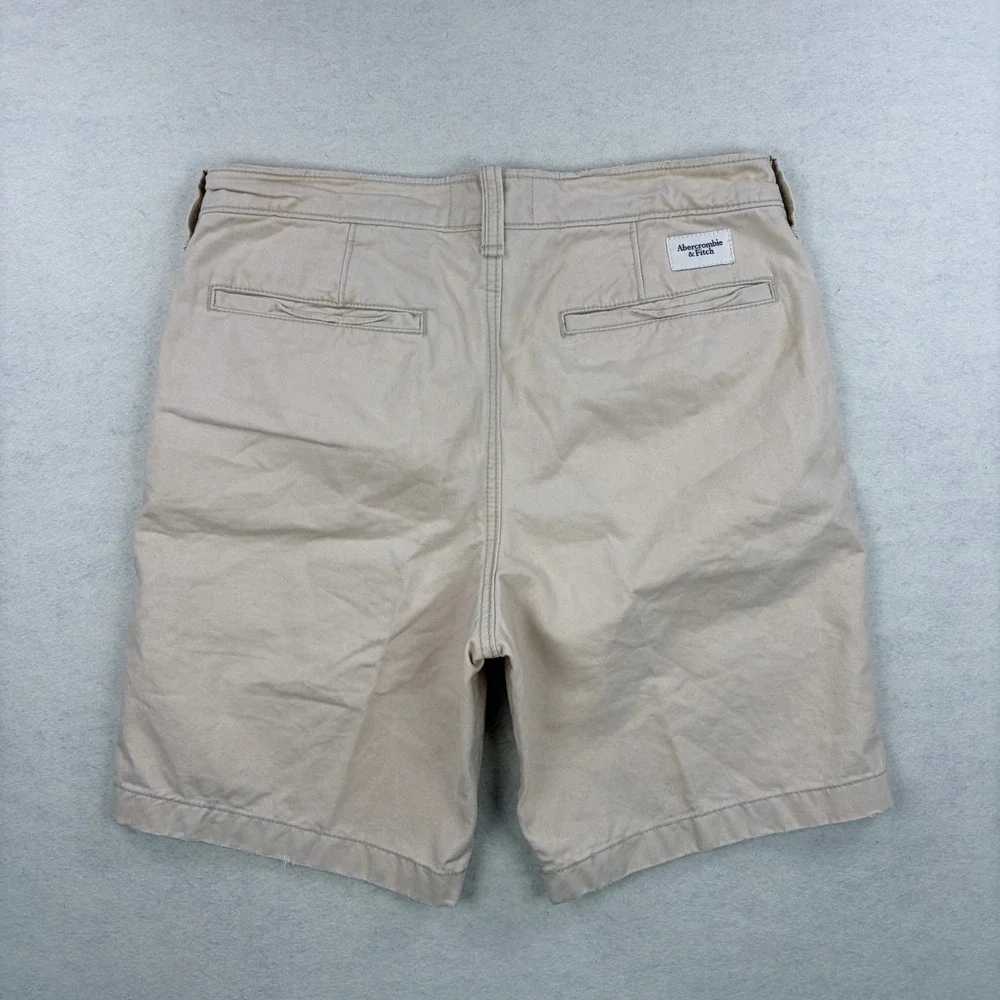 VTG Abercrombie & Fitch Mens Khaki Tan Cotton Twill Button Fly Chino Shorts 32